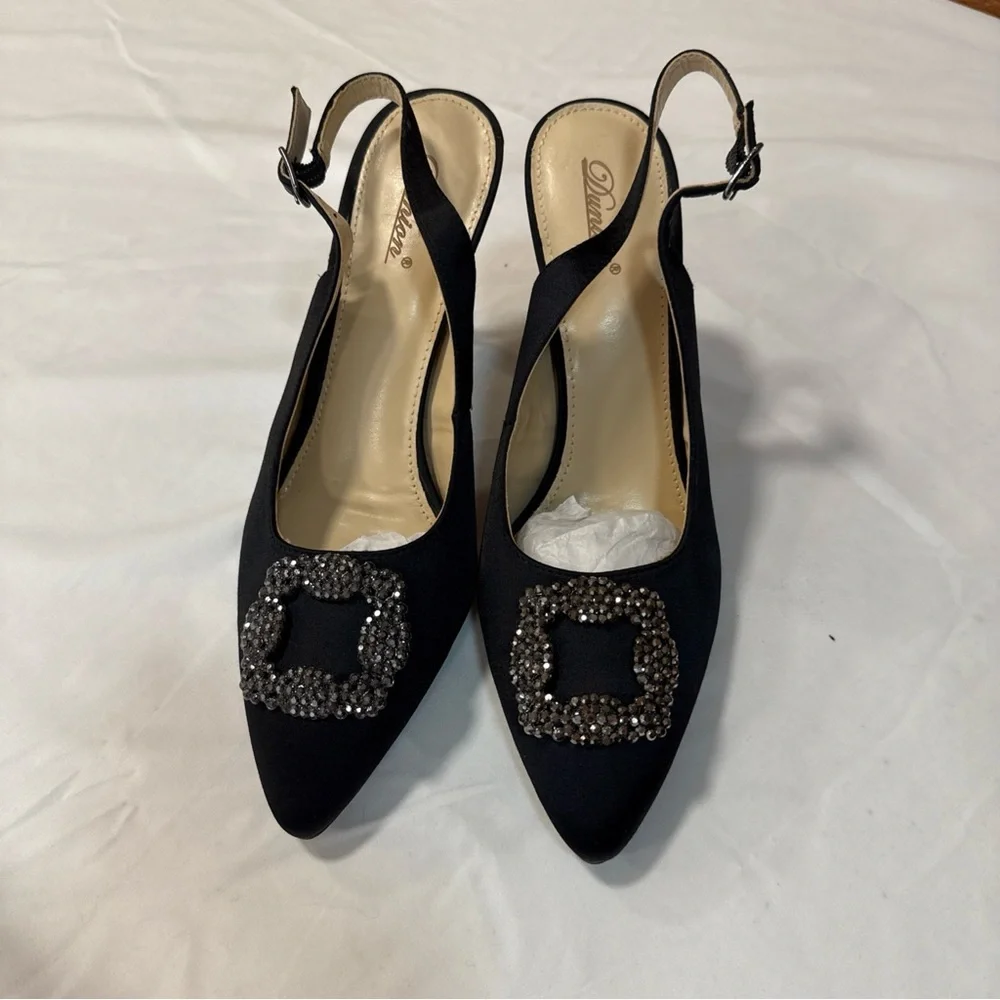 Chic Black‎ Embellished Slingback Heels